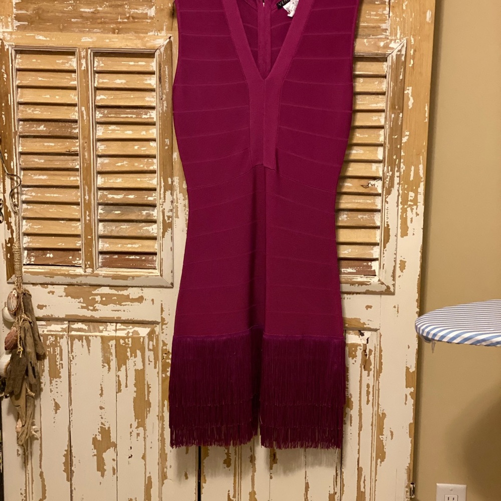 Venus fuschia fringe dress; flapper;gatsby